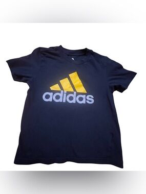 adidas Kids Navy Tee with Yellow Logo